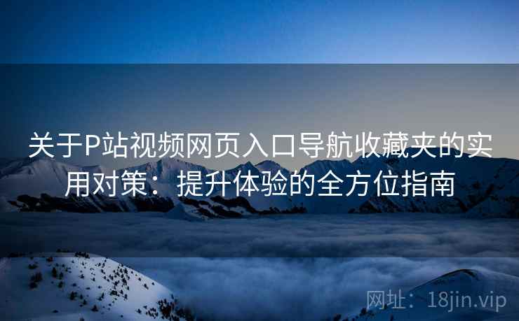 关于P站视频网页入口导航收藏夹的实用对策：提升体验的全方位指南