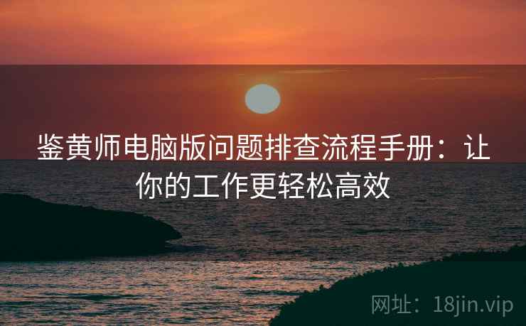 鉴黄师电脑版问题排查流程手册：让你的工作更轻松高效